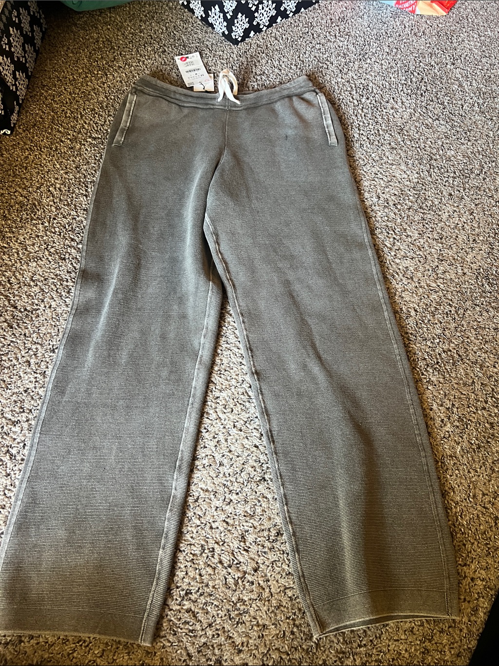 Mango Olive Knit Wide-Leg Sweatpants